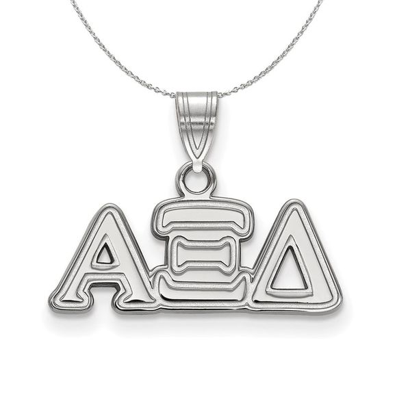 Sterling Silver Alpha Xi Delta Small Greek Necklace - 18 Inch - Picture 1 of 7